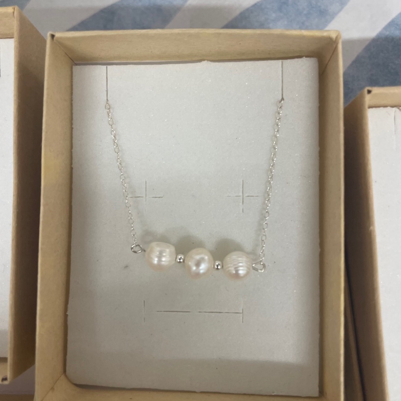 שרשרת מכסף אמיתי ופנינים 