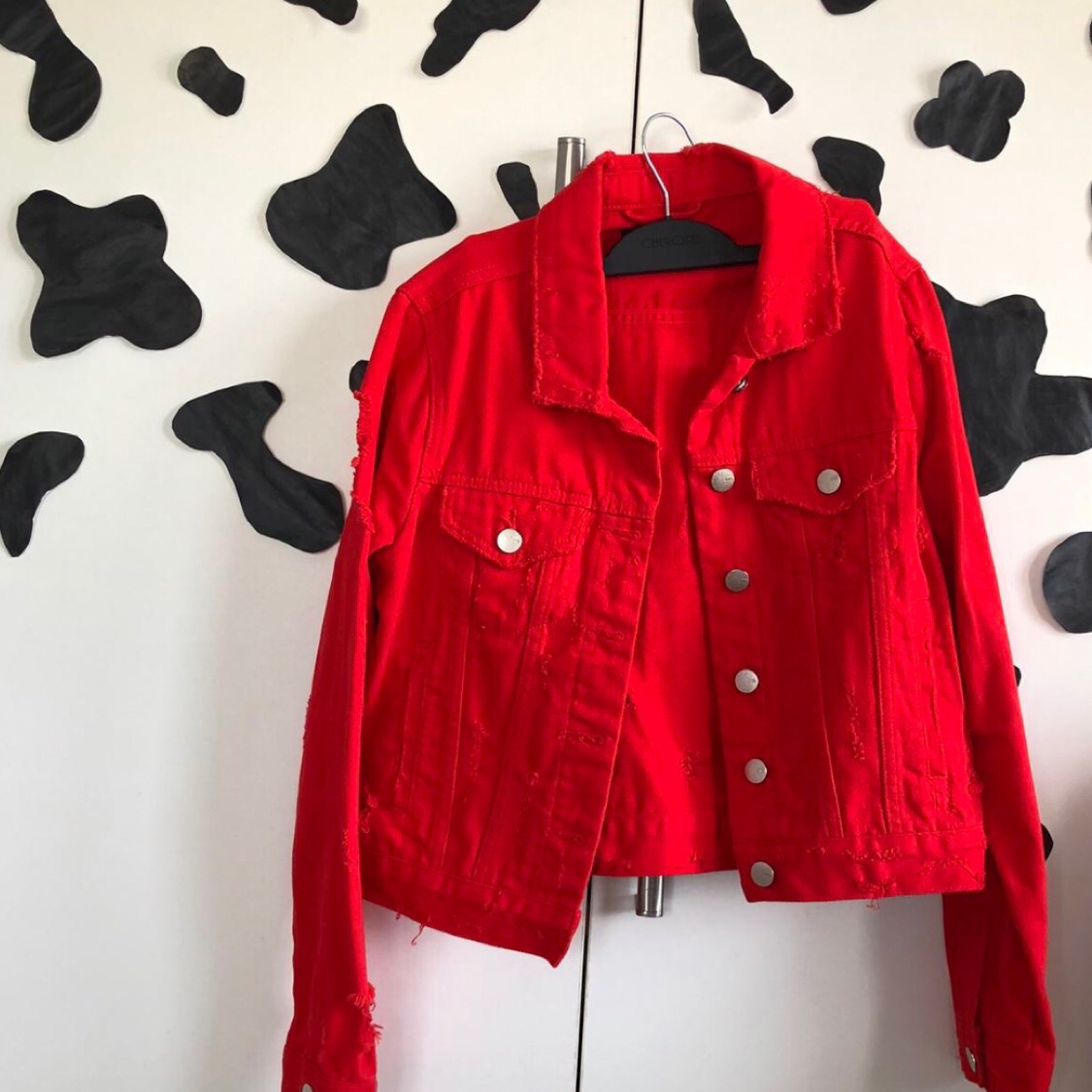 Red denim jacket 