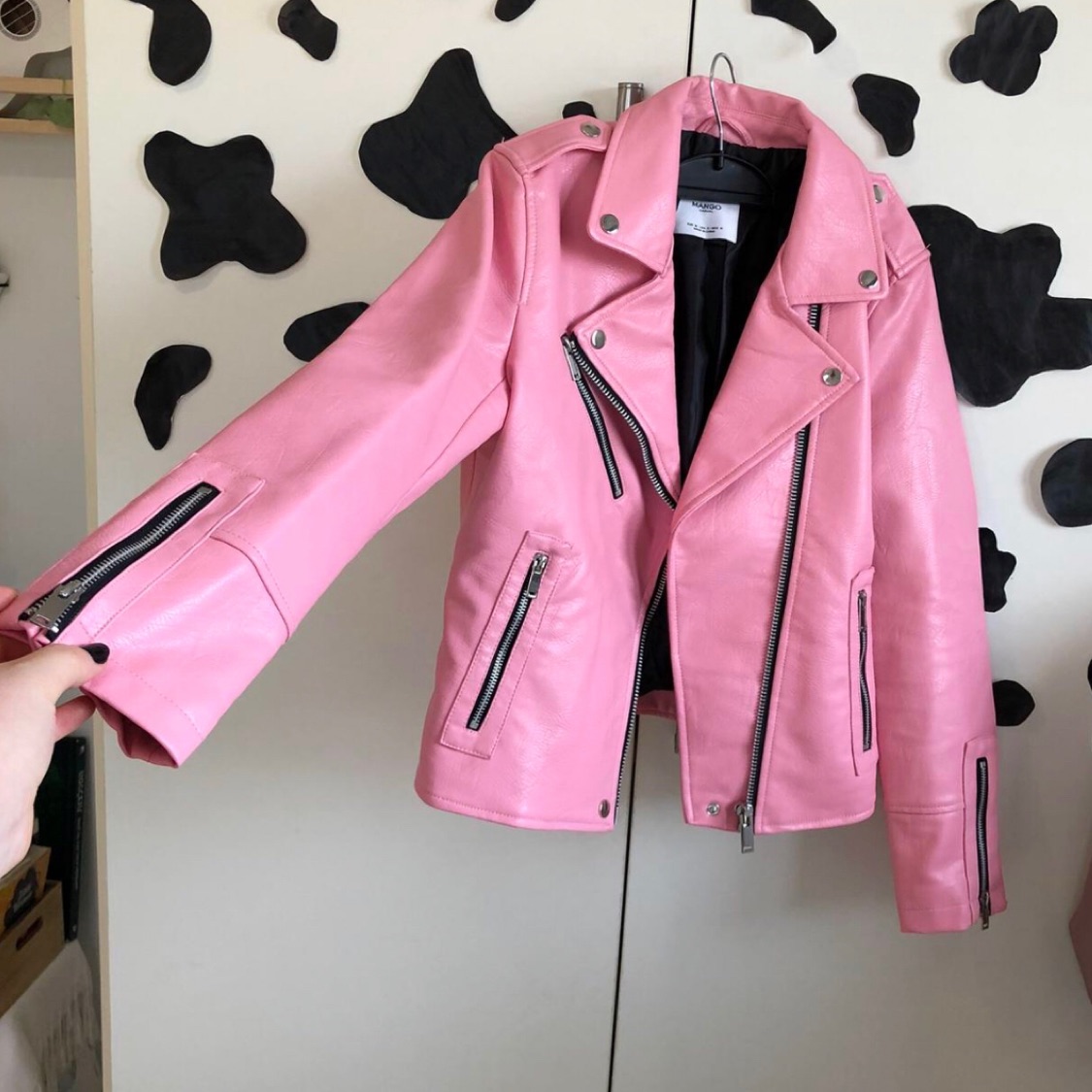 Pink vegan leather jacket 