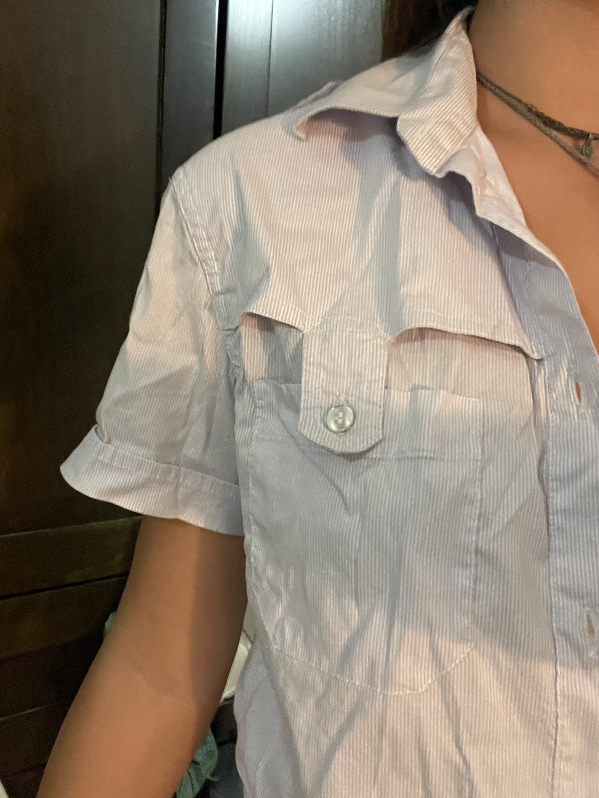 מכופתרת וינטאג׳, שרוול קצר. פסים