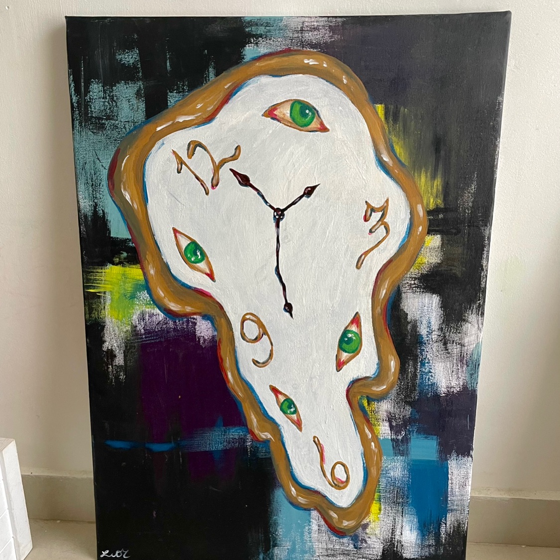 ציור שעון עבודת יד.