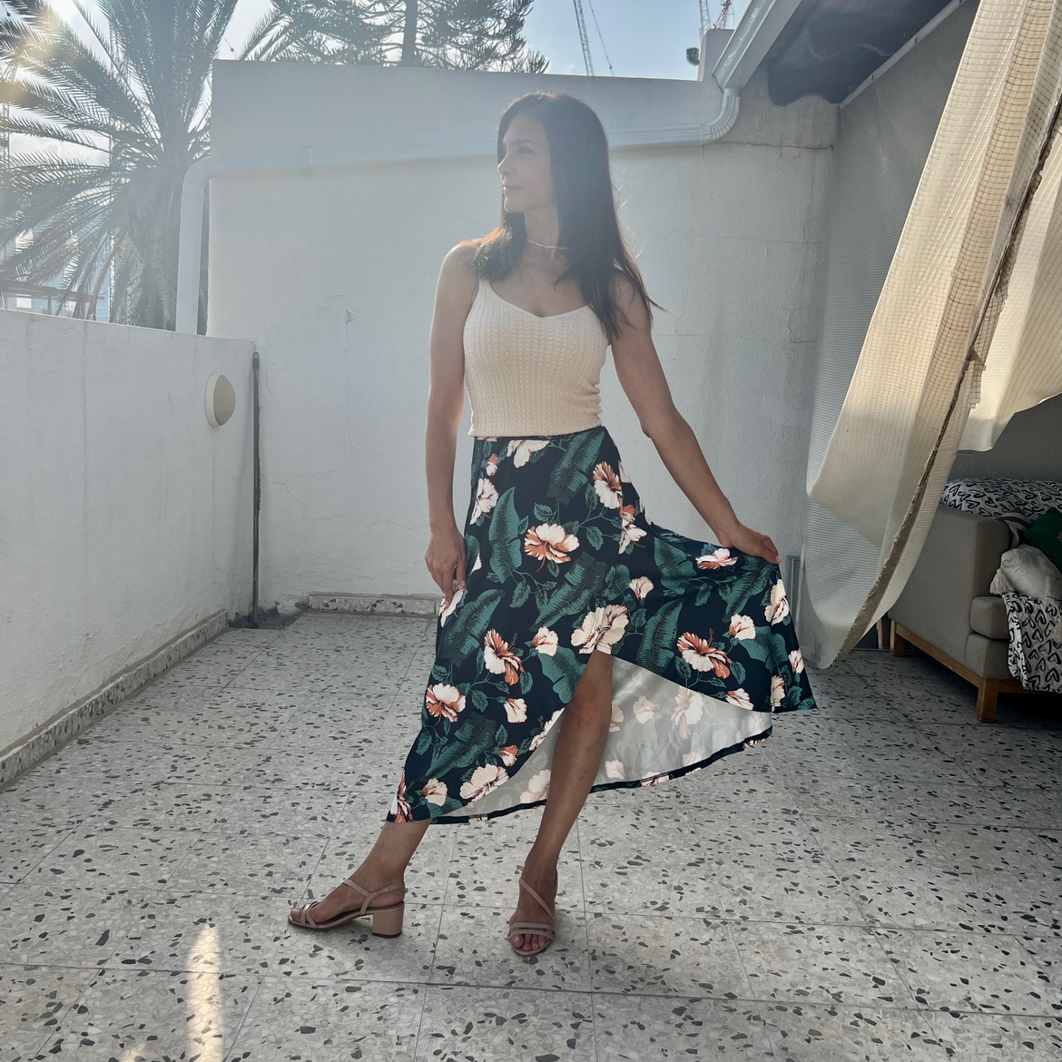 חצאית פרחונית מקסי מshein