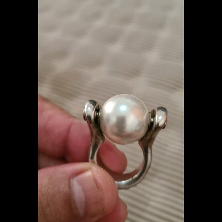 טבעת מכסף עם פנינה ענקית