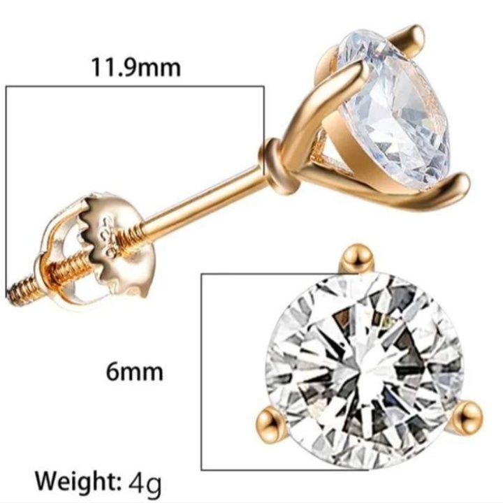 18k עגילים  Vintage Tree Prong Marini 1.25CT Round Diamond Stud Earrings 18k Gold Spiral 