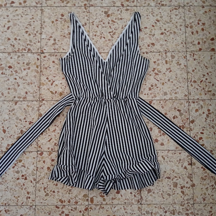 אוברול פסים עם קשירה מידה  m